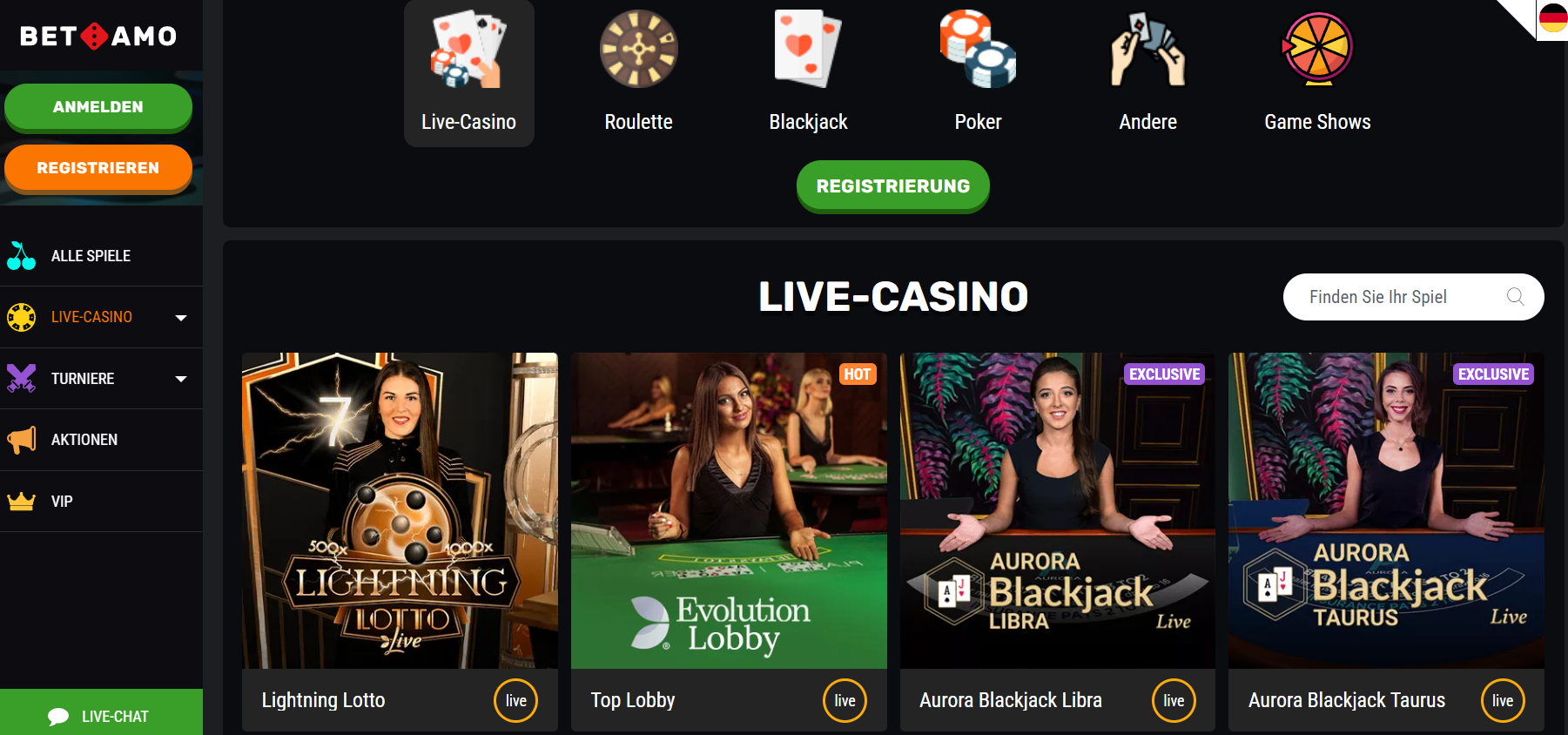 LIVE CASINO BETAMO GERMANIA